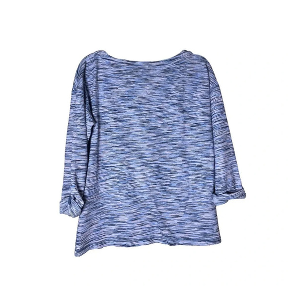 Talbots Women's Blue Purple Horizontal Mini-Stripe 3/4 Sleeve Top Size Medium - Picture 6 of 6